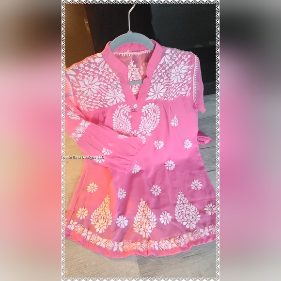 Salwar Kameez Tops - Georgette chikankari Summer SHORT kurtis, Kurtas, Tops